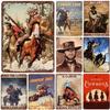 Wild West Cowboys Vintage Metal Tin Signs Wall Decor for Home Garden Garage Man Cave Bars Cafe Clubs Retro Posters Plaque