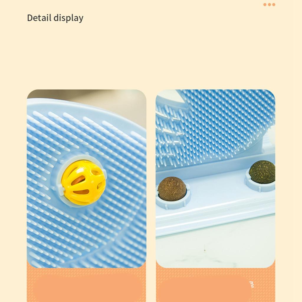 Wall Cat Self Groomer Removable Skin Friendly Fish Shape Rubbing Post Corner Cat Face Massager with Catnip Bell Grey