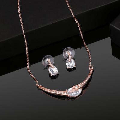Gorgeous Rose Gold Crystal Necklace Set for Women