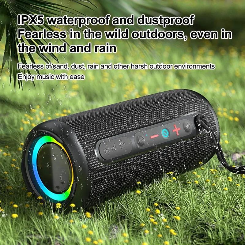 Rockmia EBS-613 Portable RGB Speaker Bluetooth 5.3 Powerful Bass box Colorful LED Light Fabric Mesh 1800MAH Outdoor Waterproof