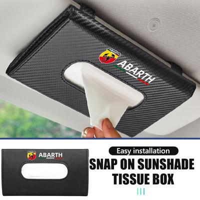 For Abarth Car Tissue Box Leather Sunshade Plate Tissue Box Storage Decoration Accessories FR FIAT 500 Doblo Tipo Panda Ducato