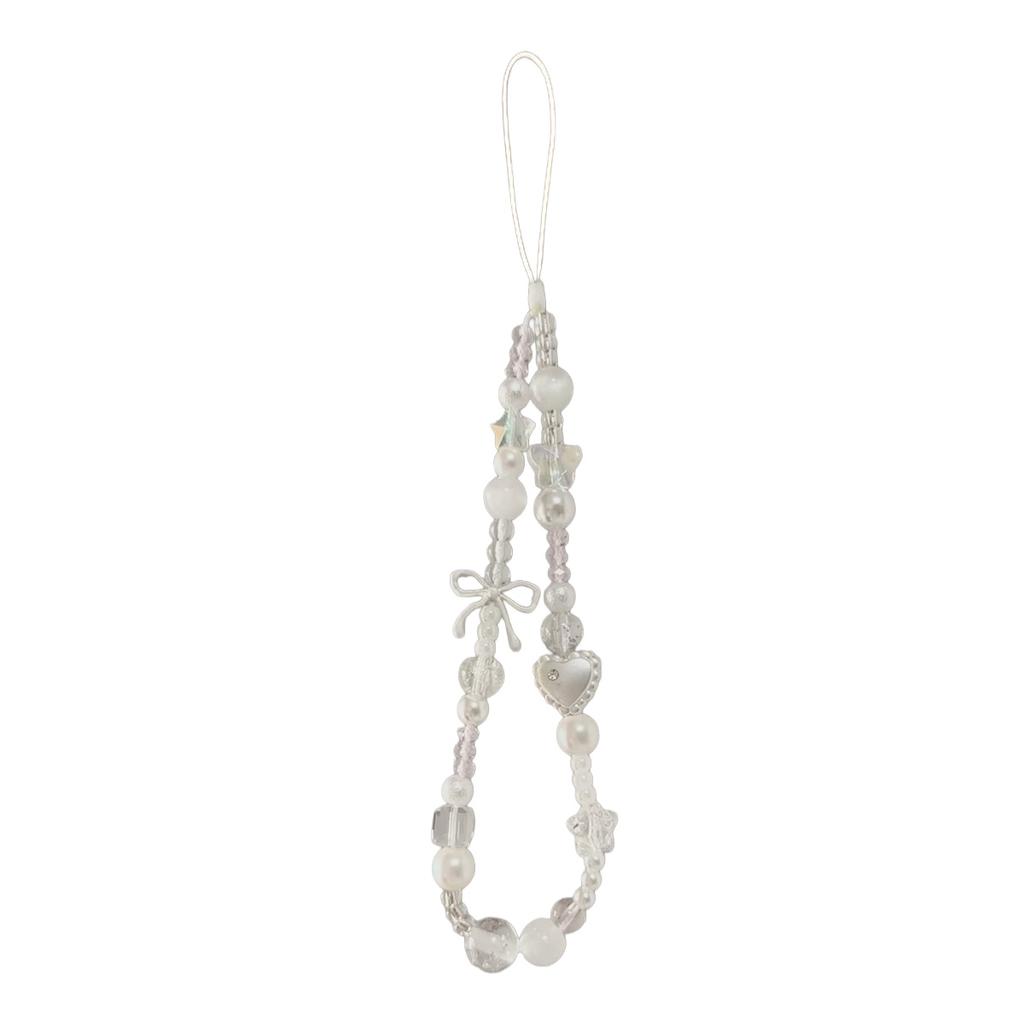 Korean Cute White Star Pearl Beads Phone Chain Trendy Pendant For iPhone For Camera Universal Accessories Lanyard Hanging Rope