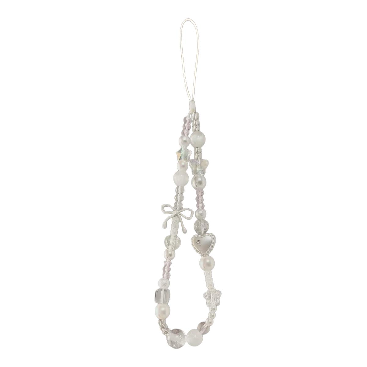 

Korean Cute White Star Pearl Beads Phone Chain Trendy Pendant For iPhone Universal Accessories Lanyard Hanging Rope For Girl