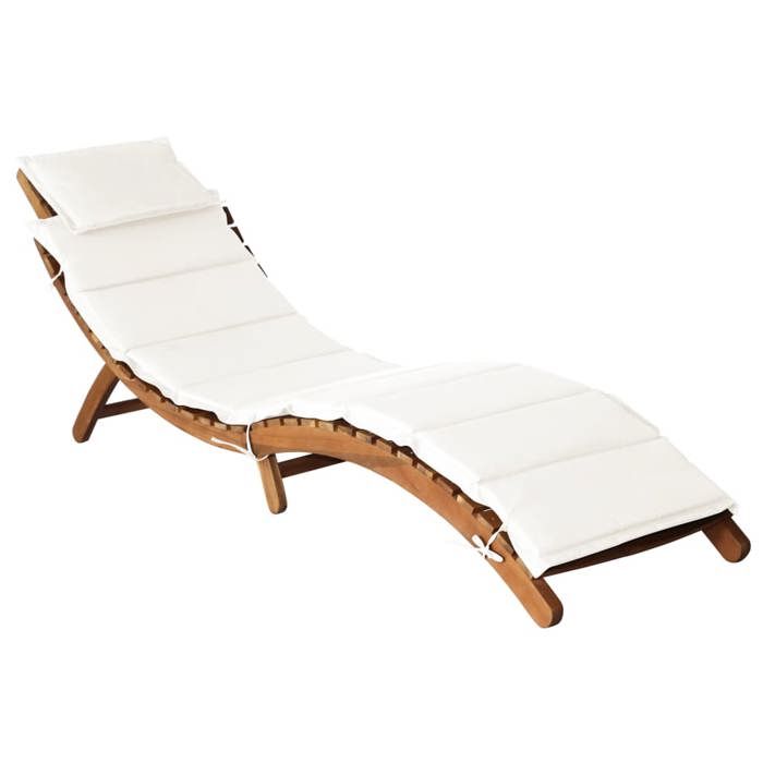VidaXL Lot de 2 Chaises Longues avec Coussins, Bain de Soleil, Transat de Terrasse, Siège de Jardin Patio Extérieur, Crème 3155473