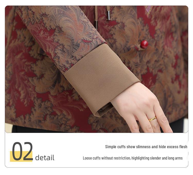 Stylish Floral Slimming Jacket for Middle-Aged Women - Spring & Autumn