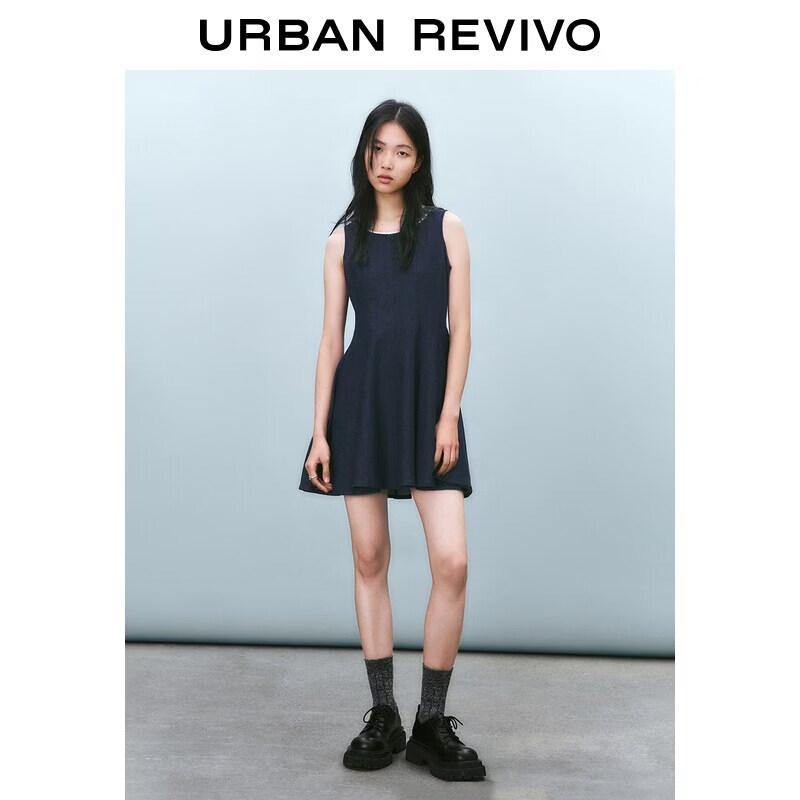 

UR Color-block Lace Bow Denim Dress M