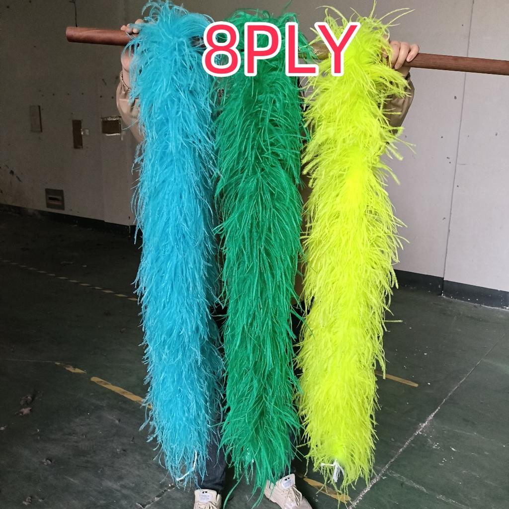 DIY 8 Ply Ostrich Feather Boas 4M for Craft Party Shawl Wedding Drees Clothes Carnival Stage Decor Fluffy Ostrich Plumes Scarf Trim