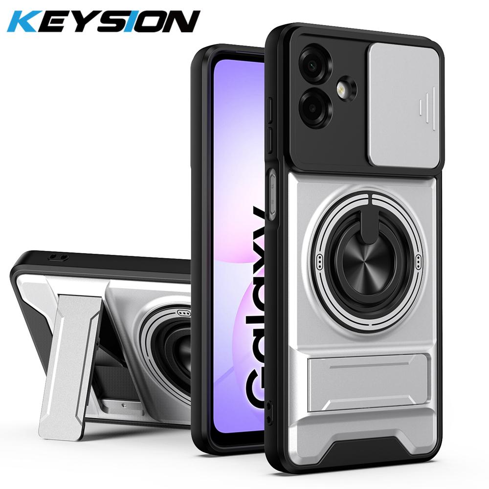 KEYSION Magnetic Phone Case for Samsung A07 A06 4G A05 Slide Camera Protection Upright Kickstand 360 Ring Shockproof Back Cover