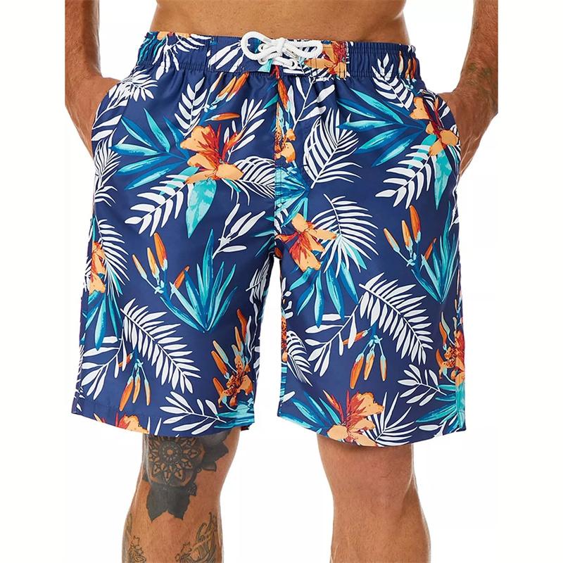 Summer New 3d Printed Flower Beach Shorts Men Tropical Plants Graphic Swimming Trunks Surf Board Shorts With Drawstring