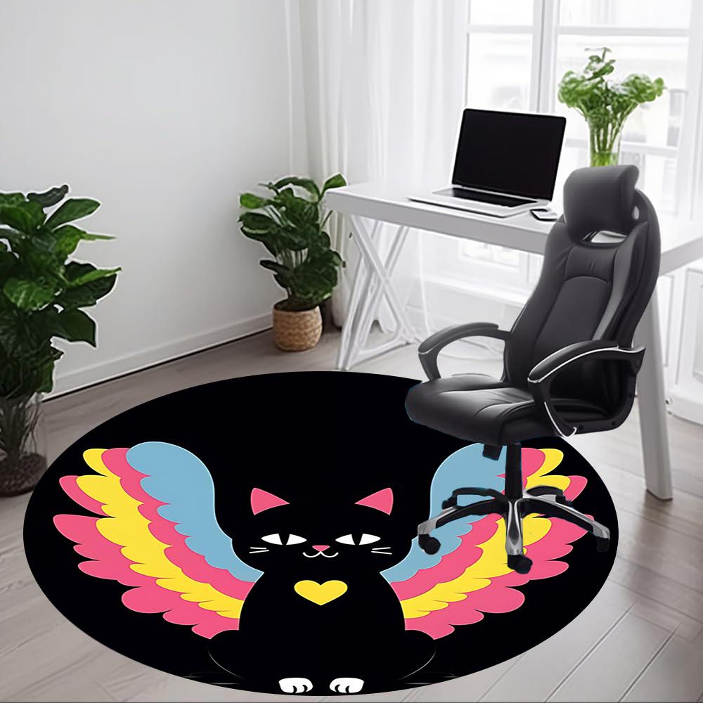 1PC Angel Cat Chair Carpet for Office, Indoor Non-Slip Washable Carpet, Soft Comfortable Mat For Office Room yy250930110