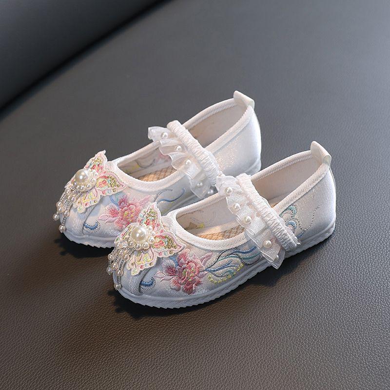 New girls embroidered shoes children's ancient shoes baby handmade cloth shoes Hanfu shoes performance shoes