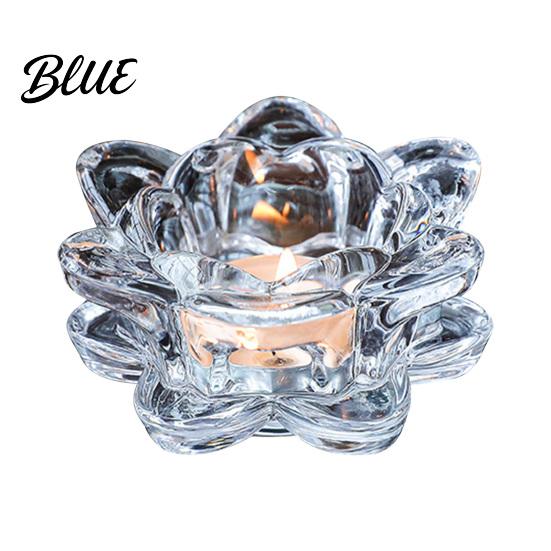Multi-layered Lotus Candle Holder Crystal Flower Tealight Holders Glass Tea Light Candlestick Decor Durable with Deep Grooved Plate Multifunctional