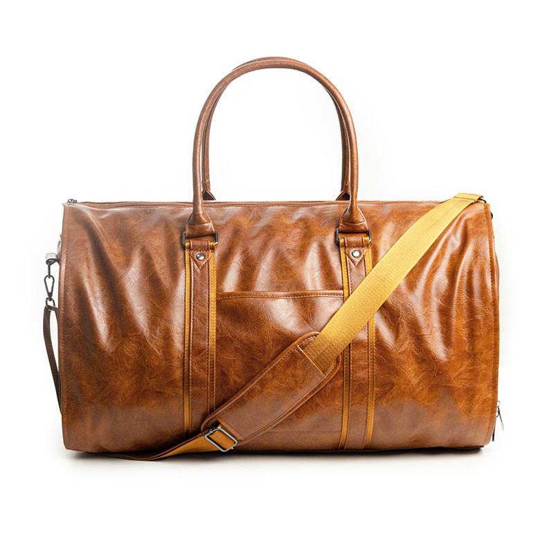 

Кожаная дорожная сумка для одежды в наличии: Мужской чемодан-трансформер с отделением для обуви 55*30*30 CM коричневый