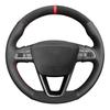 Car Steering Wheel Covers DIY Black Genuine Leather Suede For Seat Leon 5F Mk3 2013-2020 Ibiza 6J Tarraco Arona Ateca Alhambra