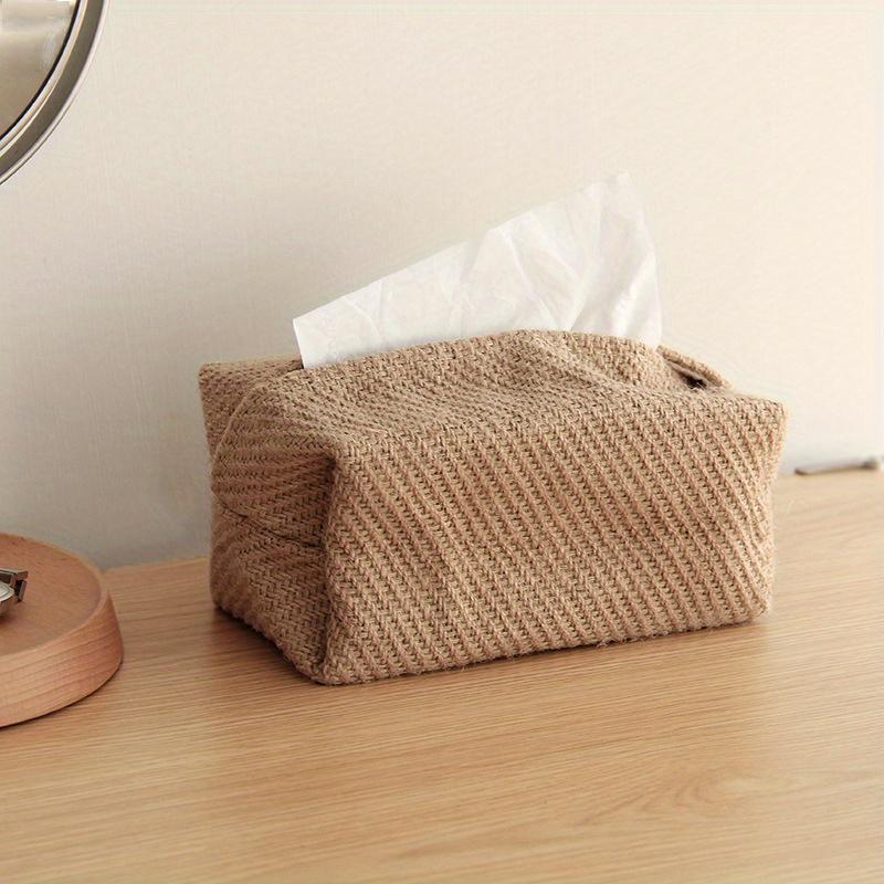 1PC Cotton Linen Tissue Box Simple Concave Shape Paper Storage Box for Home Living Room Bedroom Desktop