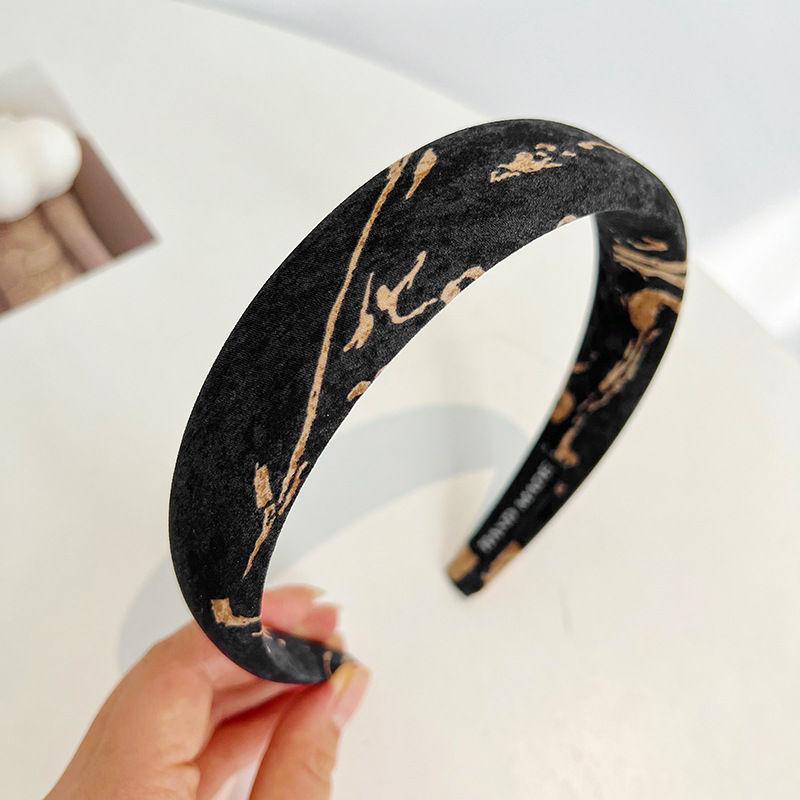 Повязка на голову из губки для волос, модные аксессуары для волос с широкими краями, темпераментный принт 17*3cm