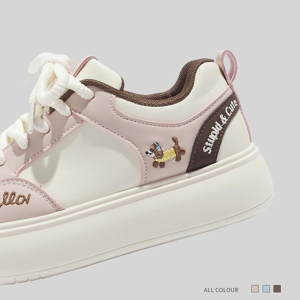 Glocke Cartoon Hundepfote Koreanische lässige kleine weiße Schuhe 2026 dicke Sohle Schuhe B2961