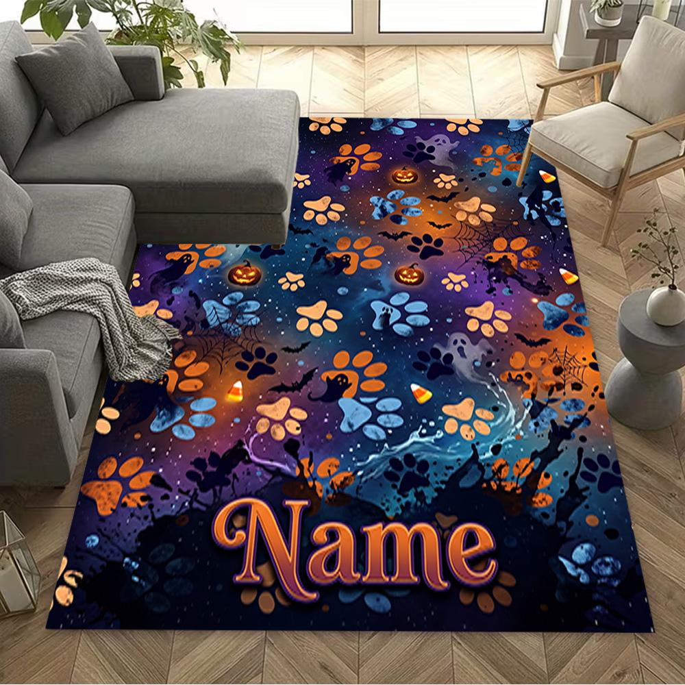 Halloween Pumpkin Adventure Customize Your Name Floor Rug Office Rug Suitable for Study Room Dining Room Outdoor Foyer Antislip Carpet