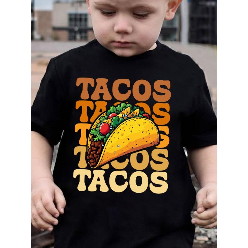 

European sizes Summer Boys Stylish Short-Sleeve Top Featuring Taco And Corn Elements, Perfect for Outdoor Casual Wear 98cm чёрный