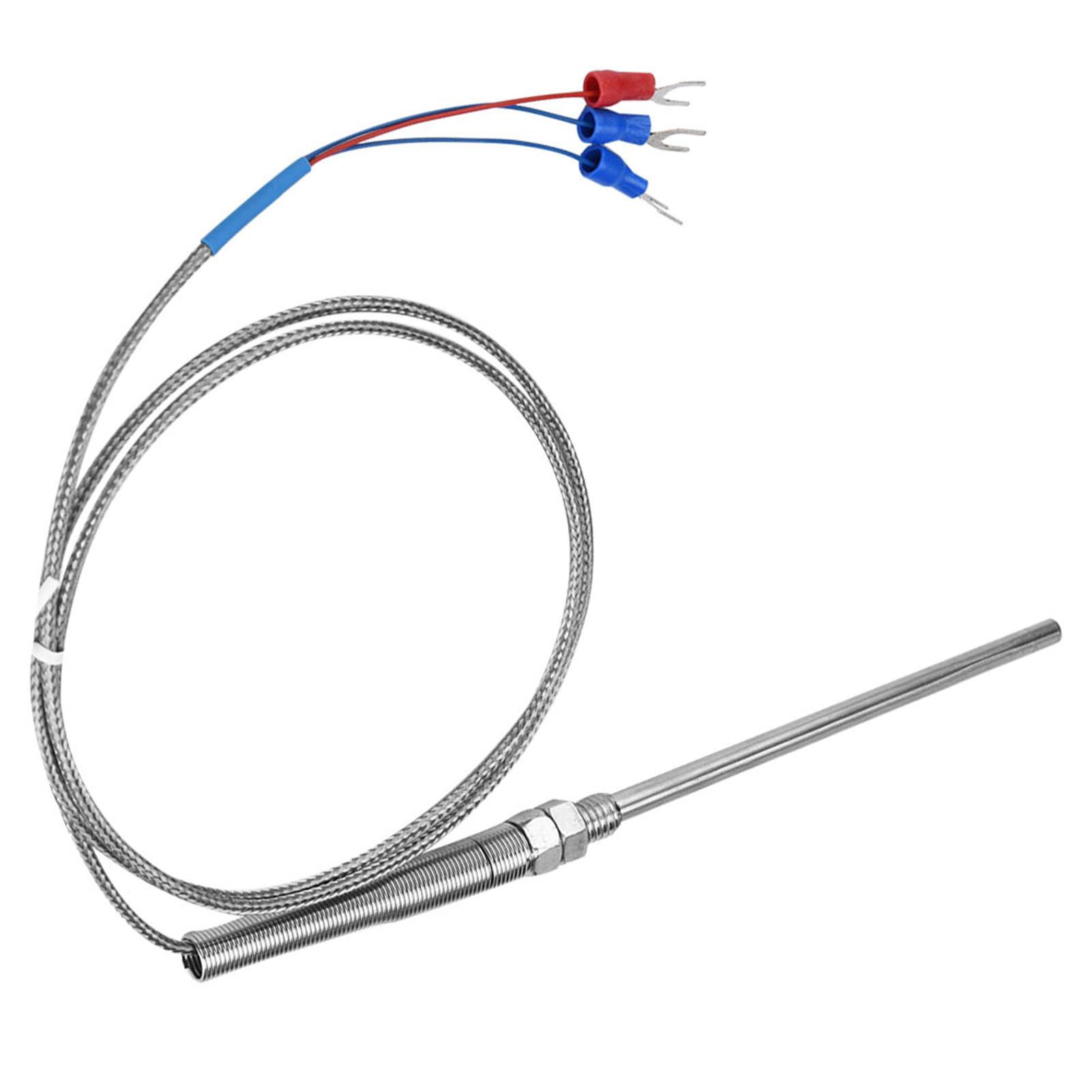 

M8 Thread PT100 Platinum Resistor Thermocouple 100mm Probe Temperature Sensor Wire 0 400 celsius (1 m)