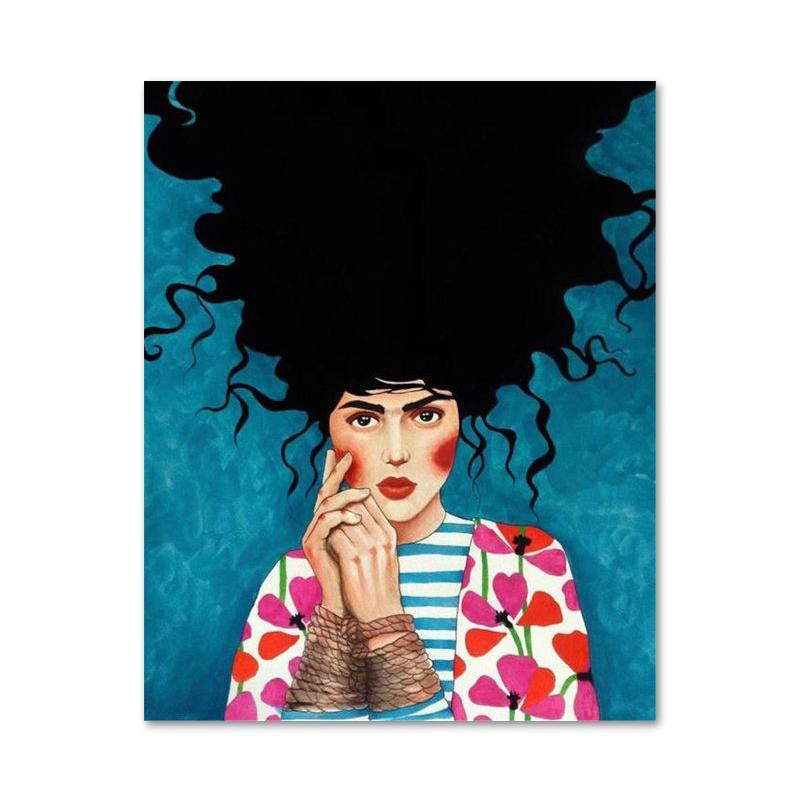 Abstract Style Girl Portrait Canvas Paintings Modern Figure Posters Prints Wall Art Pictures for Living Room Bedroom Home Decor