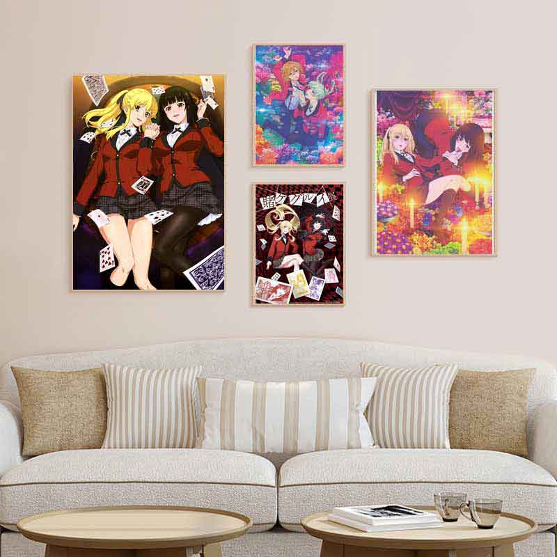 Classic Anime Kakegurui Posters Retro White Paper Manga Figure Poster Decor Prints Clear Image Bedroom Bar Decoration Art Painting Decorative Pictures