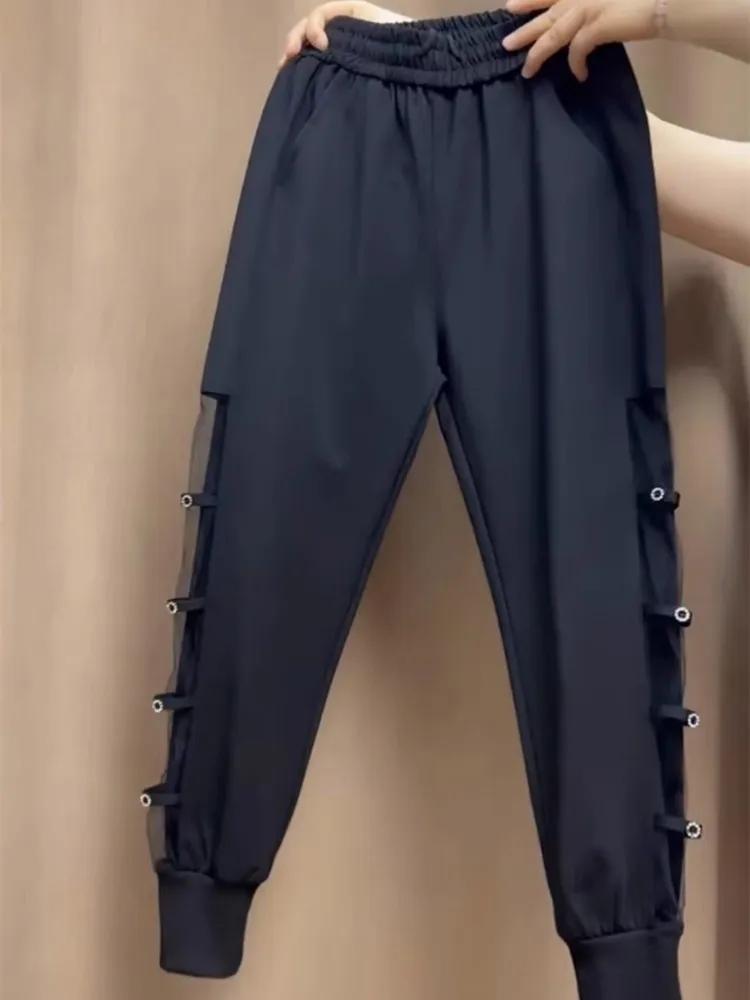 Women's Summer Design Hollow Out Casual Pants Loose Strap Halen Pants Quick Dried Slim Sports Cool Pants Ladies