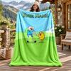 Adventure Time Custom Name Flannel Blanket Personalized Soft Warm Plush Throw Blanket Customized Gift for Family Friends