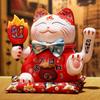 7,5 Zoll Keramik Winkende Katze Maneki Neko Ornament Schaukel Glückskatze Feng Shui Dekoration Mittelpunkt Geschäftsgeschenk