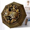 1pc Sturdy 8-Bone Auto Umbrella, Golden Majestic Leopard Umbrella, Digital Printed, Foldable Umbrella for On-the-Go Outdoor Use