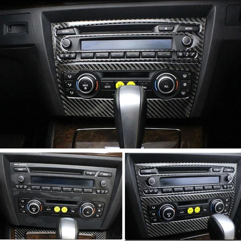 2 bucăți fibră de carbon mașină centrală control CD panou cadru capac autocolant decorativ Trim accesorii auto pentru BMW Seria 3 E90 E92