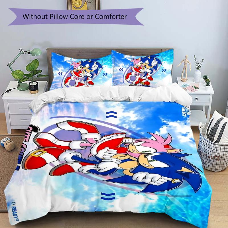 Sonic Amy Adventure Printed 3pcs Bedding Set Soft Microfiber 1 Duvet Cover And 2 Pillowcases Home Bedroom Decor Xmas Gift K1477