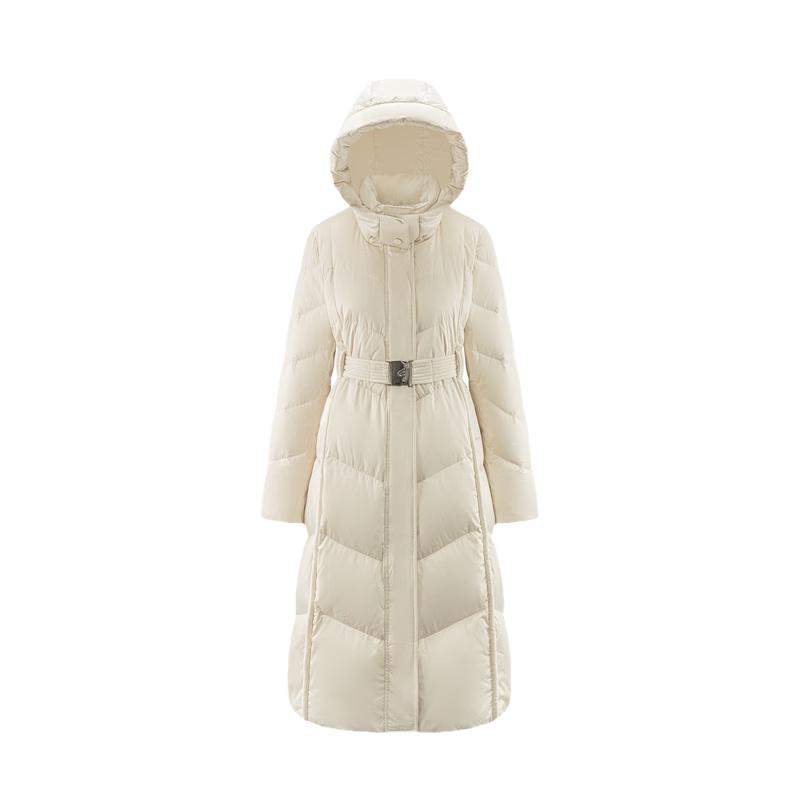 Ailolaiyi Women's Elegant Cinch-Waist Long Down Coat