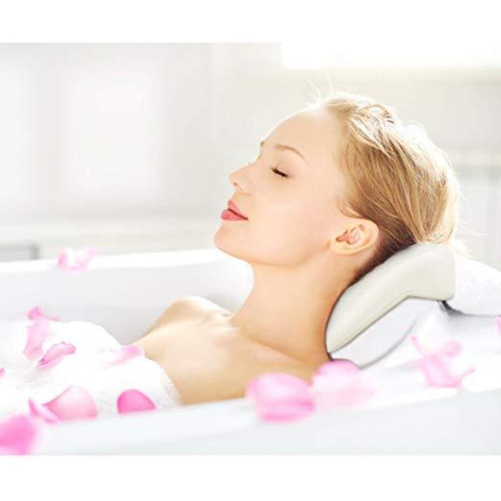 Bathtub Pillow Suction Cup Waterproof Polyurethane Foam Heart-Shaped Bathtub Massage Pillow Memory cotton Cervical Vertebrae