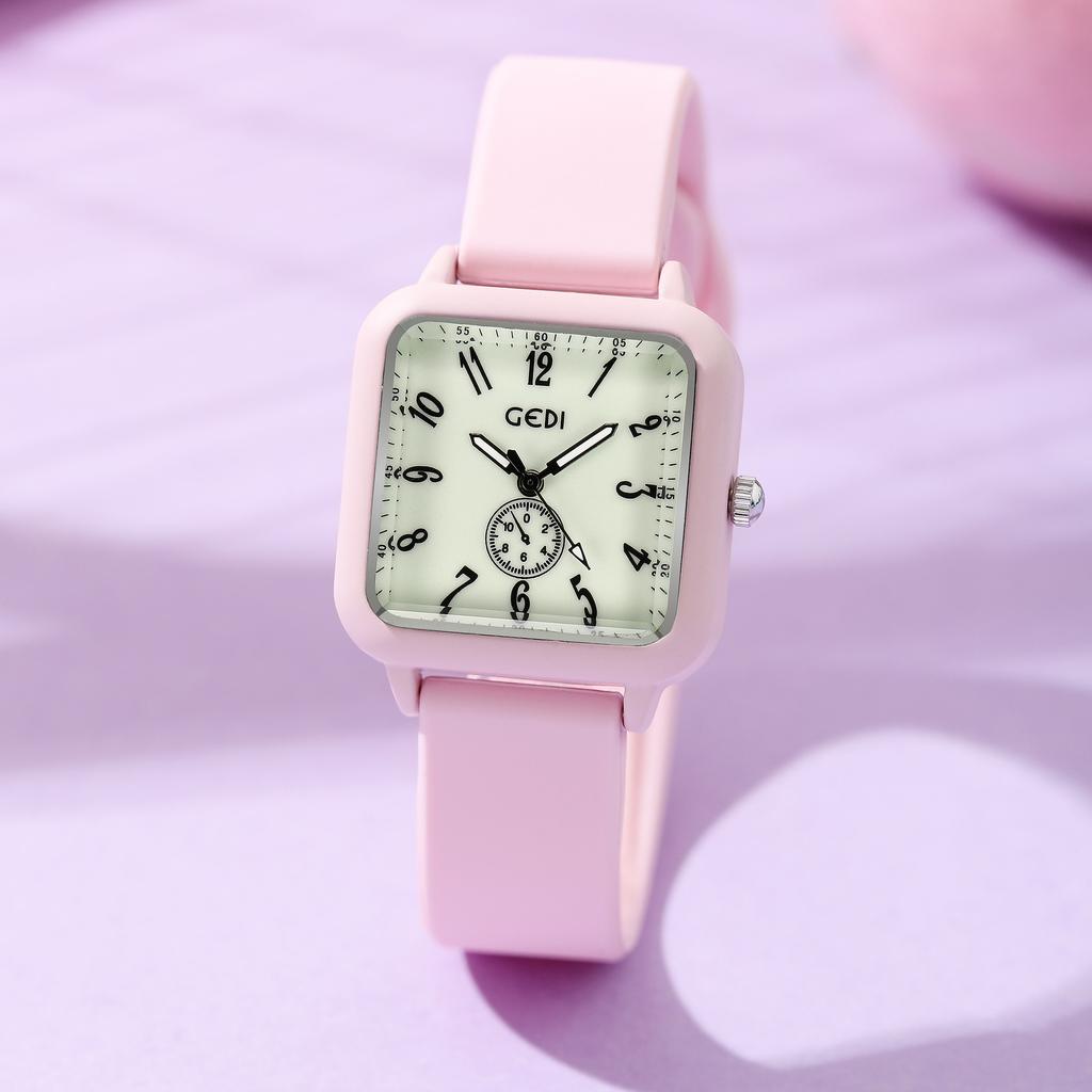 Candy Color Luminous Silicone Tape Student Creative Small Sugar Cube High Value Niche Waterproof Quartz Watch