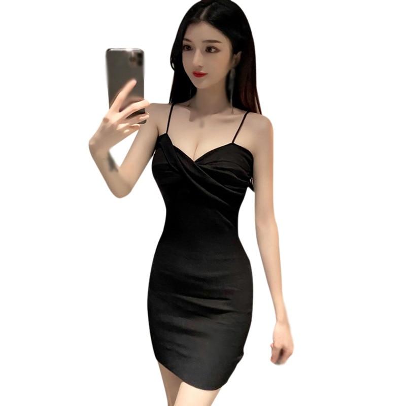 Suspender Knitted Dress Summer Suspender Buttocks Show Thin Dress