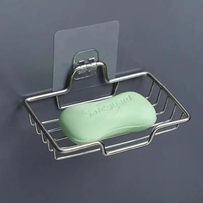 Wall Mounted Soap Holder Stainless Steel Soap Sponge Dish Bathroom Accessories Soap Dishes Self Adhesive