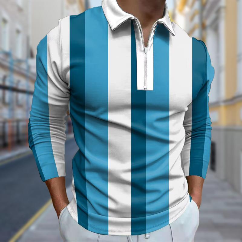 

Рубашки поло мужские с длинным рукавом, красочный принт с прыгающими цифрами, новая мужская рубашка поло с длинным рукавом, футболка на молнии, топ 3XL белый