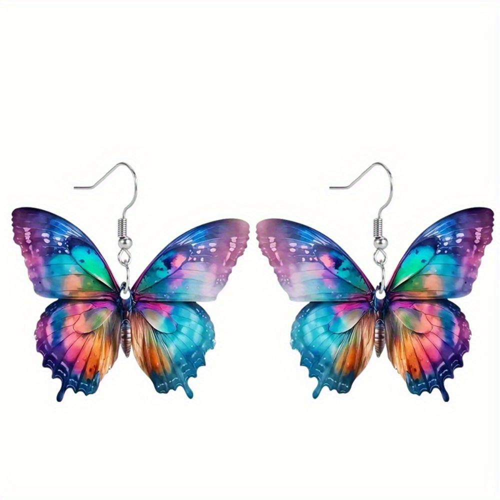 

Colorful Butterfly Earrings - Lightweight acrylic for spring/summer style, perfect holiday gift. Clear