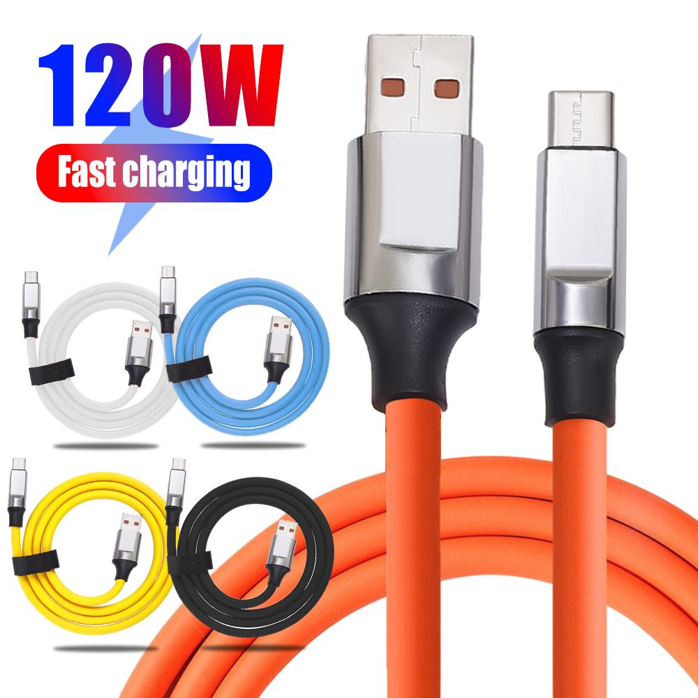 120W USB Type C Cable Fast Charging Thicken Liquid Silicone USB C Data Cord for Huawei P50 P40 P30 Xiaomi 14 Redmi 13 POCO X6