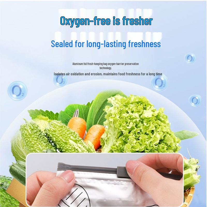 Sealable Japanese Titanium Foil Fresh-Keeping Bags: Odor-Proof, Food-Grade for Refrigerator/Freezer
