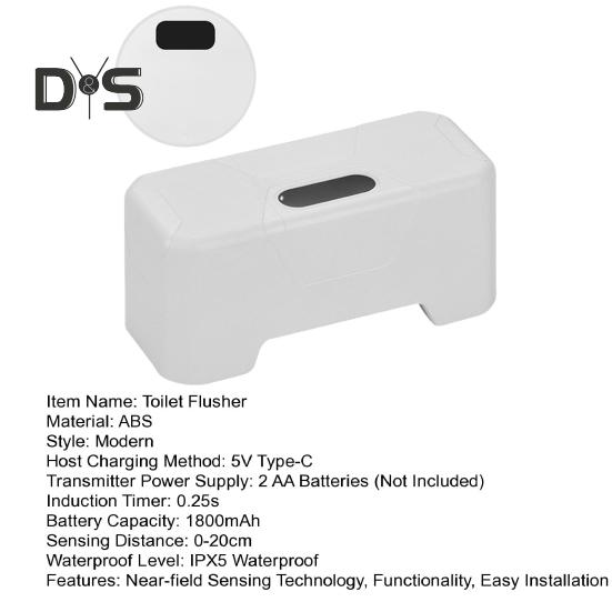 Toilettensensor-Spülset, freihändiger 0,25-Sek.-Induktionsspülschalter, intelligenter Toilettenspüler mit IPX5-Wasserschutzklasse
