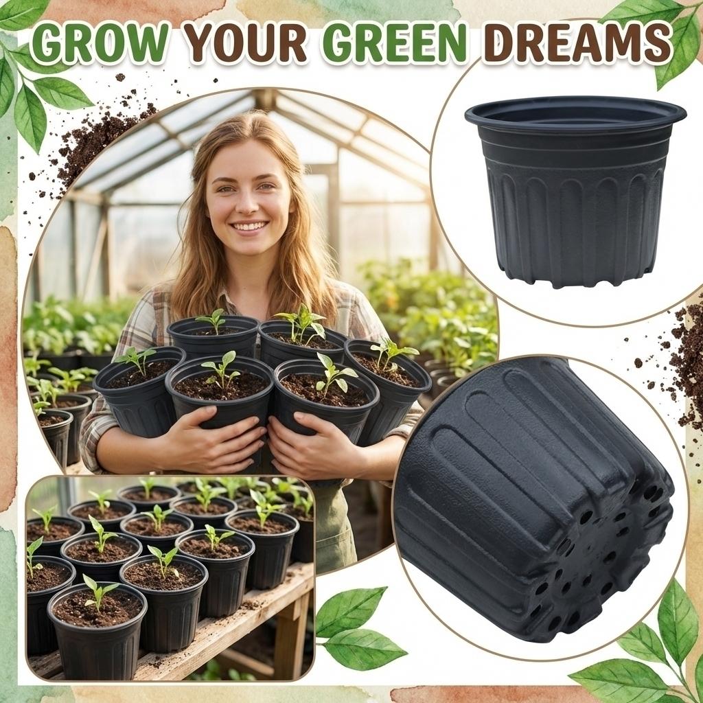 Gallon Nursery Plant Pots,Thickened Flexible Plastic Seedling Pot With Holes,Flower Plant Container For Succulents,Cuttings,Transplanting,Home Garden One Size