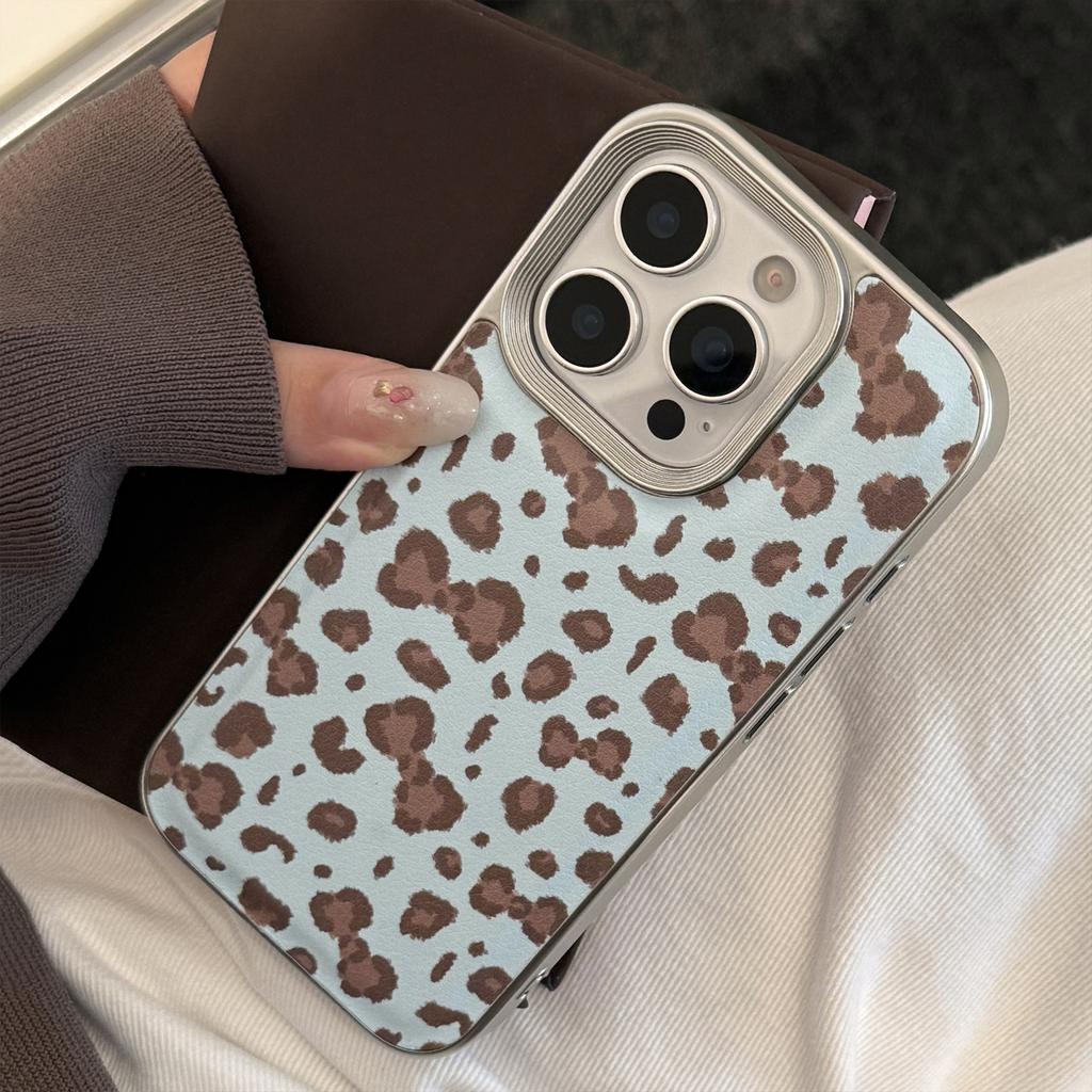 Retro Leopard Bow Apple 17 Mobile Phone Case 16promax Leather 15 Suitable for IPhone13 Silver Edge Fashion Mobile Phone Case