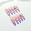 Glittery Nude Purple French Cat Eye Nail Art: Detachable Press-on & Stickers, Enhances Skin Brightness