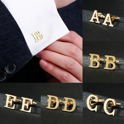 Camisa francesa masculina abotoaduras 26 letras az abotoaduras cor dourada para presente masculino de alta qualidade
