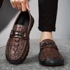 Large size men's beanie shoes crocodile pattern business men's casual leather shoes hand-sewn one-pedal lazy shoes