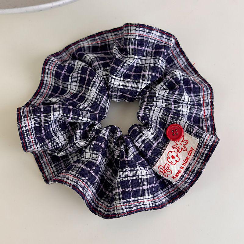 Korean Retro Polka Dot Plaid Button Headband & Versatile Large Intestine Hair Tie Set