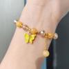 Sweet Glass Beads Bracelet With Butterfly Pendant Korean Style Bracelet Women Bangle  Female
