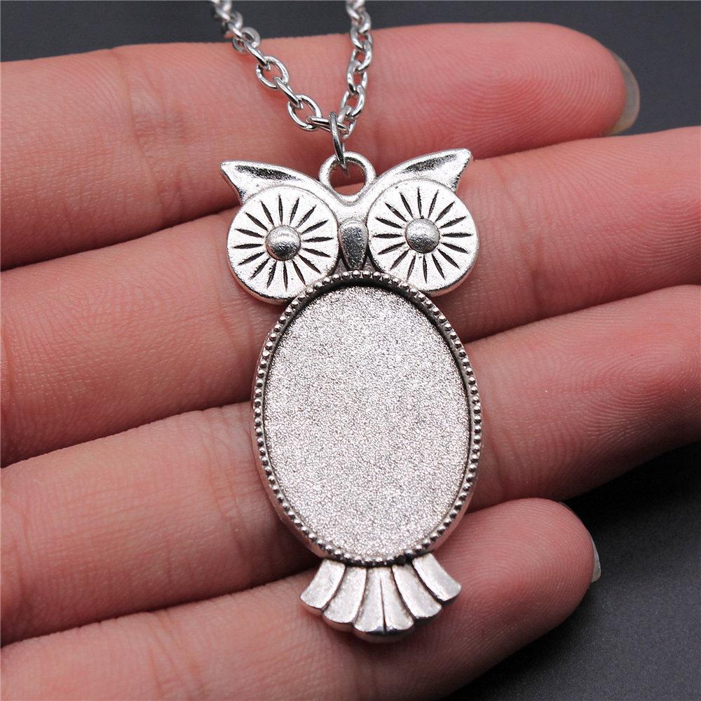 45cm Or 70cm Long Chain Necklace Oval Glass Cabochon Base Setting Tray Minimalist Jewelry Components QN054